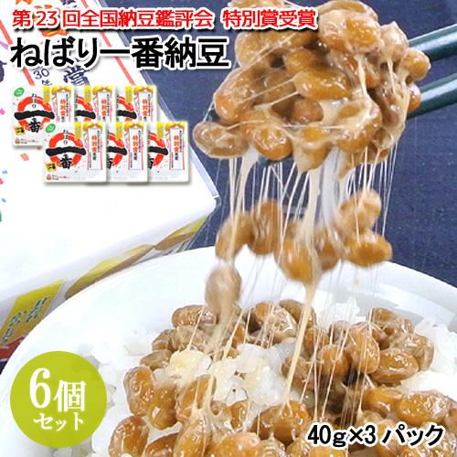 小粒大豆使用 ねばり一番 納豆(40ｇ×3) 6個セット 全国納豆鑑評会 二豊フーズ 送料無料