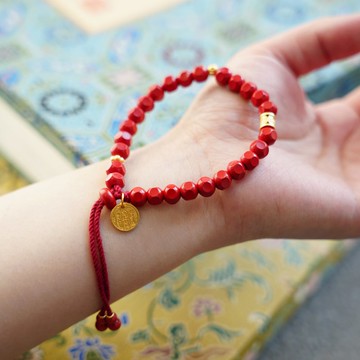 五財皆來硃砂手鏈 銀鍍金納福 輕奢風 自用贈禮皆上品