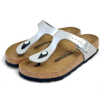 Birkenstock Gizeh 人字拖 女 銀色 一般寬合成皮勃肯 吉薩 休閒夾腳拖鞋 經典素面平底休閒涼鞋 0043851