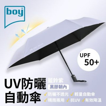 【德國boy】三折黑膠防曬自動傘_藍鈴紫