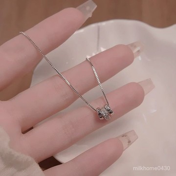 📿限時下殺📿S925純銀三環轉運珠項鏈羅馬數字圓圈吊墜輕奢小衆高級簡約鎖骨鏈