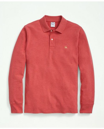 Brooks Brothers Men's Golden Fleece Stretch Supima Long-Sleeve Polo Shirt | Medium Red Heather