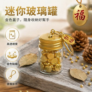 台灣出貨✨ 許願瓶 金蓋金扣 攢金豆 鑰匙扣 收納瓶 15ml 納福 許願掛件 創意小禮物 隨身收納掛飾 小罐子吊墜祈福