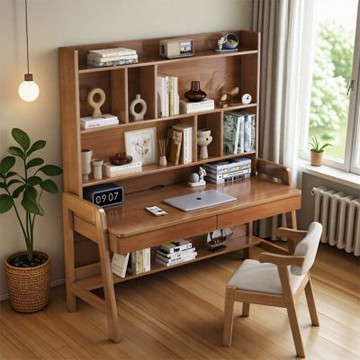 實木可升降學習桌 113x55x153cm 簡約書架書桌 實木桌 寫字桌 電腦桌 工作桌 辦公桌
