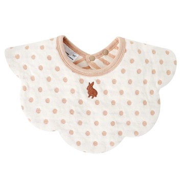 【SISSO有機棉】奶茶QQ兔二重織空氣棉圍兜