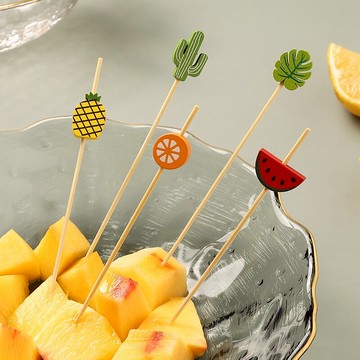 創意一次性水果簽果插家用可愛竹簽蛋糕點心叉月餅叉壽司叉子套裝