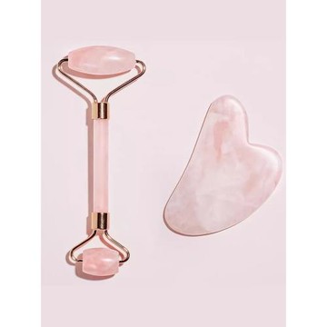 臉部按摩器滾輪粉晶天然玉石女手動玉推提拉緊致美容神器滾珠