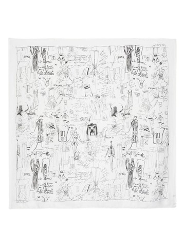 Karl Lagerfeld - hand-print cotton-blend scarf - women - Cotton/Silk - One Size - White