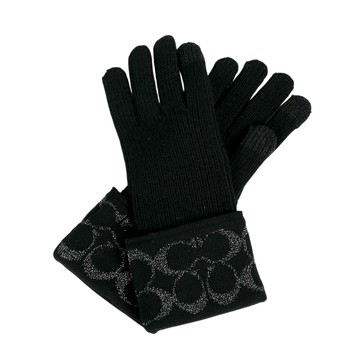 COACH 金屬 CC Logo 羊毛手套(黑色)