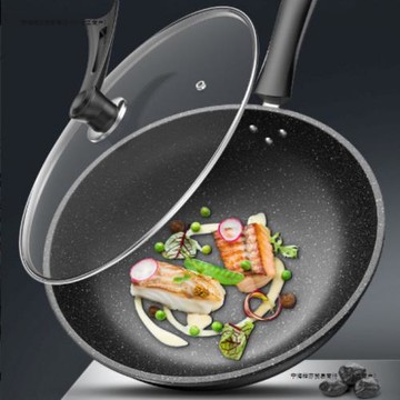 鍋具麥飯石炒鍋家用不粘鍋炒菜鍋煤氣無油煙平底鍋電磁爐通用鐵鍋