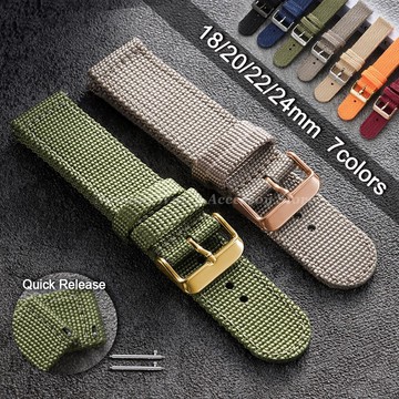 運動尼龍編織錶帶 18 毫米 20 毫米 22 毫米 24 毫米通用快速釋放錶帶簡單帆布織物手鍊男士女士智能手錶配件腕帶