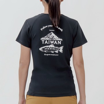 Ogle  環保機能短袖印花系列- 臺灣櫻鱒 女款 黑色