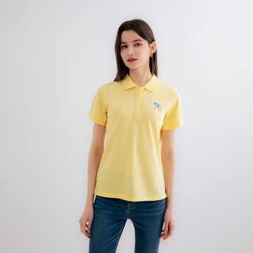 【City Casual】女裝-經典大傘刺繡短袖POLO衫-亮黃色