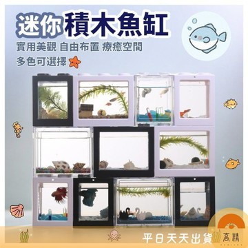 積木魚缸 壓克力缸 公仔收納盒 水族魚缸 懶人魚缸 寵物盒 微型生態觀賞 立方缸