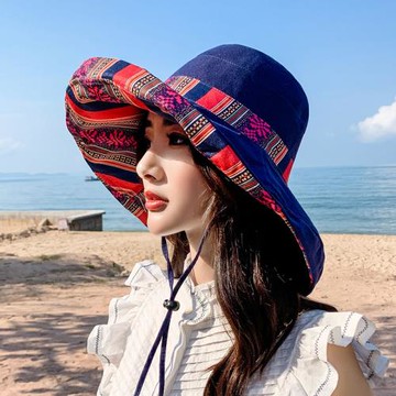 民族風漁夫帽子女遮陽防曬帽韓版潮涼帽時尚盆帽大沿帽大帽檐大檐