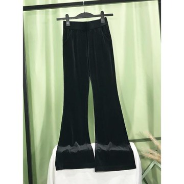 絲絨微喇叭褲女春秋冬垂感加絨金絲絨馬蹄褲彈力大碼闊腿魚尾長褲