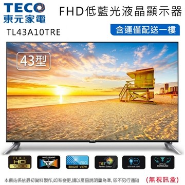 TECO東元43型 FHD低藍光液晶顯示器/無視訊盒 TL43A10TRE~含運僅配送一樓無安裝