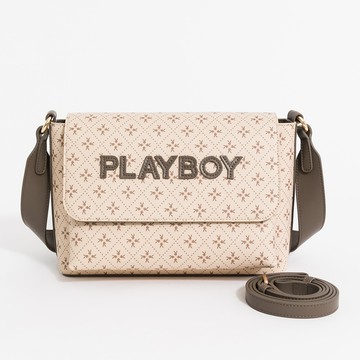 PLAYBOY - 翻蓋斜背包  ChocoVerse系列 - 咖啡色/552-0203-60-7