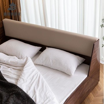 北歐 全實木  黑胡桃木 雙人床日式宅寂風 櫻桃木 原木 榻榻米 床落地矮床qxm7241