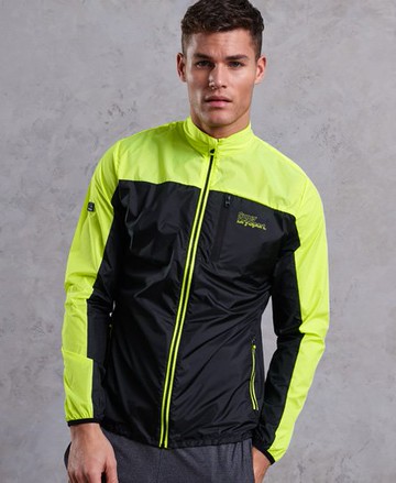 Superdry Men's Men's Core Running Shell Jacket Black / Hi Viz Yellow/Black - Size: S