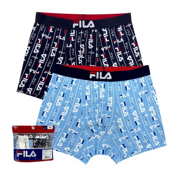 FILA男童條紋滿版logo四角褲2入-顏色隨機出貨