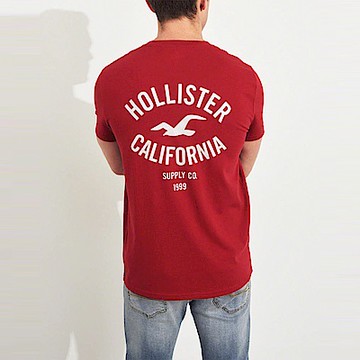海鷗 Hollister HCO 經典印刷文字圖案短袖T恤-紅色