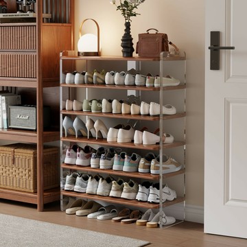 公司貨 可開票 免運 實木鞋架多層收納神器家用門口入戶小窄置物架家用亞克力鞋櫃