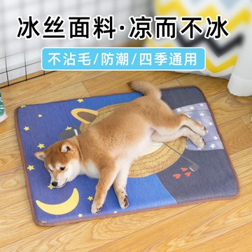 狗狗夏季防潮地墊耐咬泰迪比熊寵物冰絲涼墊柴犬柯基墊子睡墊四季