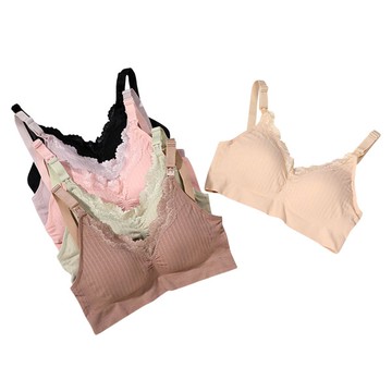 哺乳內衣 無鋼圈 蕾絲邊上開扣餵奶胸罩 -雪倫小舖