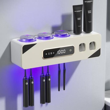 智能觸控式殺菌消毒烘干牙刷架免打孔壁掛式牙刷消毒器跨境專供