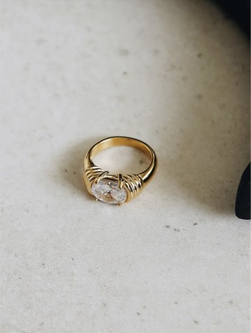 歐美復古蛋型麻花戒指-白