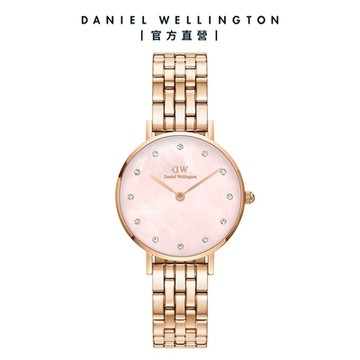 Daniel Wellington DW 手錶 Petite Melrose Lumine 28mm 星辰貝母盤珠寶式錶鏈-粉錶盤 DW00100617