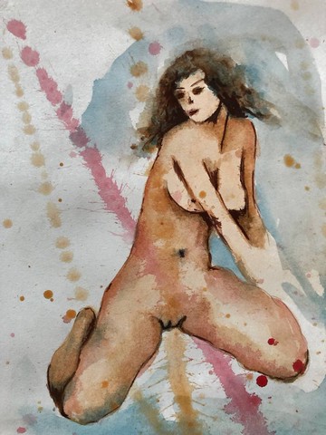 裸體美女原創水彩畫家居裝飾