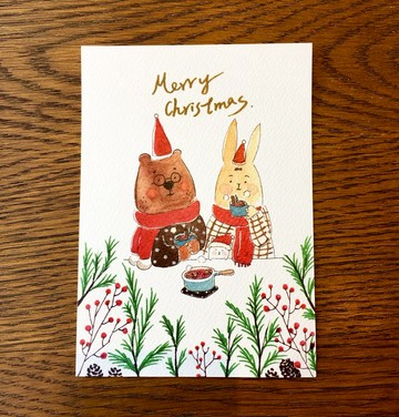 聖誕明信片 - 一起喝杯熱紅酒吧