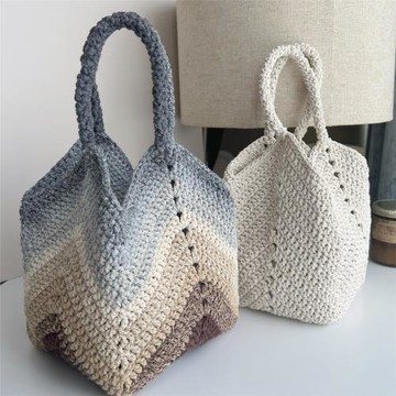 不丁手作手工編鉤織diy空心棉麻線漸變色菜籃子購物袋毛線材料包