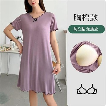 【韓國K.W.】韓國空運暗黑焦點莫代爾洋裝(居家服/家居服/睡衣/睡裙/涼感睡衣)胸墊
