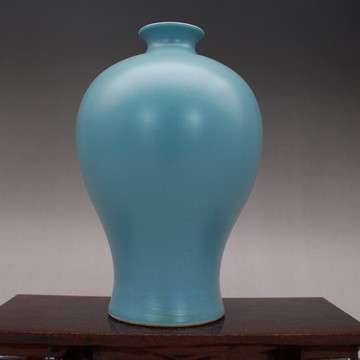 明天順天藍釉梅瓶 小花瓶 古玩陶瓷古董瓷器收藏仿古做舊家居擺件