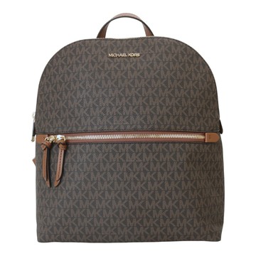 MICHAEL KORS-防刮老花PVC 塗層帆布雙肩後背包(深咖啡)