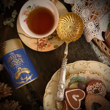 法國路易十五風格純銀柄 銅鍍金匙面 華麗濾茶匙