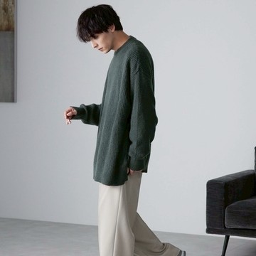 日本 MONO-MART 馬海毛 針織上衣 毛絨保暖 圓領 長袖 OVERSIZE