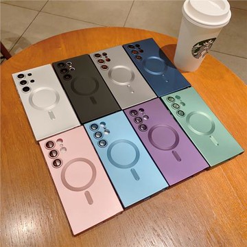 金屬漆硅膠殼適用于三星s25ultra手機殼新款s22ultra磁吸無線充男女s20全包鏡頭防摔note10+簡約時尚殼S23FE