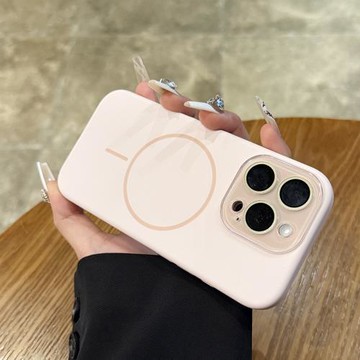 適用于iPhone16promax手機殼新款自帶水晶鏡頭膜蘋果15全包細圈14無線磁吸簡約13創意純色時尚高級感情侶男女