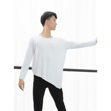 男舞蹈練功服上衣寬松現代舞不規則形體服成人拉丁舞基礎訓練服裝