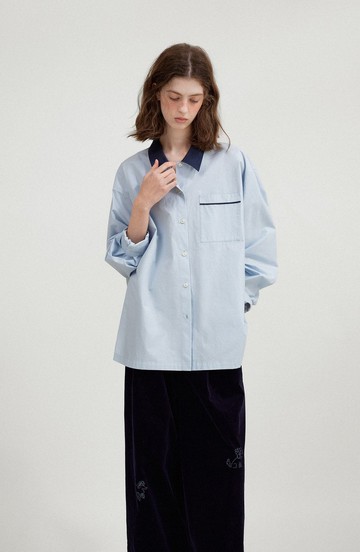 復古水果 小翻領後龜背設計感襯衫