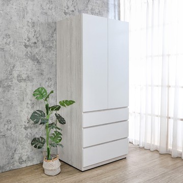 Boden-克萊妮2.7尺二門三抽收納衣櫃(單吊桿)-80x60x197cm