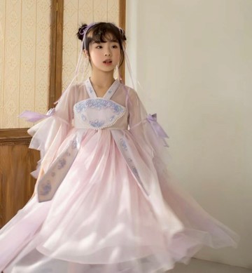 西西童裝實體店品牌2022夏新款復古漢服宮廷風洛麗塔甜美連衣裙子