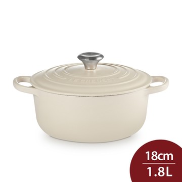 Le Creuset 典藏圓形鑄鐵鍋 18cm 1.8L 杏仁奶茶 法國製 湯鍋 燉鍋 (電磁爐 IH爐可用)