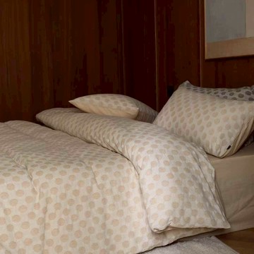 【ROZZ原棉波點系列】米白-色織雙層紗四件組 - 雙人加大