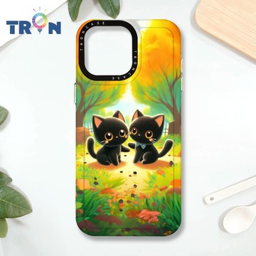 TRON IPHONE 16 PRO MAX 櫻花公園黑色貓咪 MAGSAFE 磁吸 防摔 太空殼 透黑 手機殼