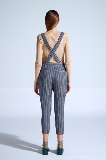 moi non plus 愛黛兒吊帶褲 - 義大利面料 - 藍